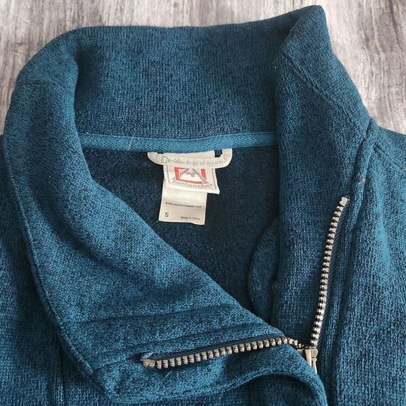 Avalanche Teal Blue Fleece Jacket Mock Neck Zip Front Asymmetrical Size S - Picture 8 of 9
